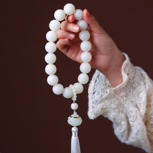 白玉菩提2.0圆珠菩提根绕指柔手串手把件佛珠饰品天然男女情侣款