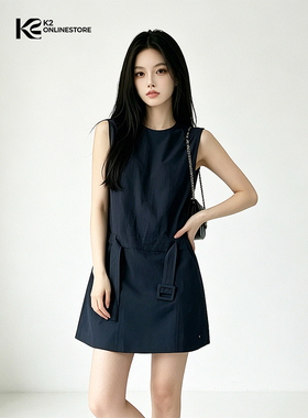 K2 ONLINESTORE 时尚简约圆领背心连衣裙女夏季宽松舒适显瘦短裙
