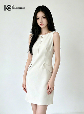 K2 ONLINESTORE 时尚经典版圆领背心连衣裙女高智感气质修身短裙