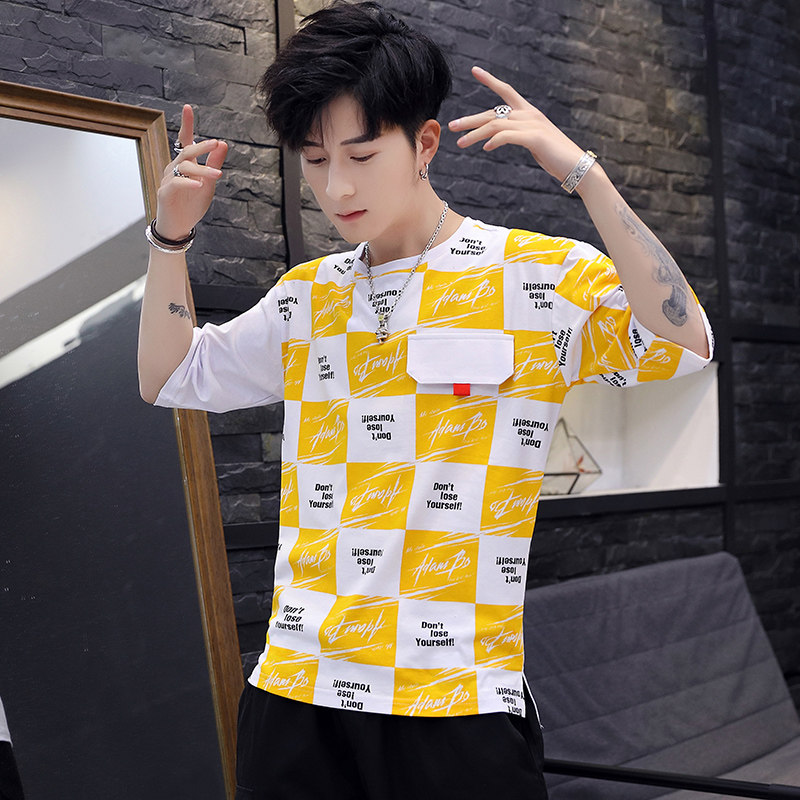 潮牌男士短袖T恤青少年潮流宽松上衣港风男装个性帅气半截袖体恤在类目 男装, T恤中 - 来自Buy2taobao.com提供专业的淘宝代购服务