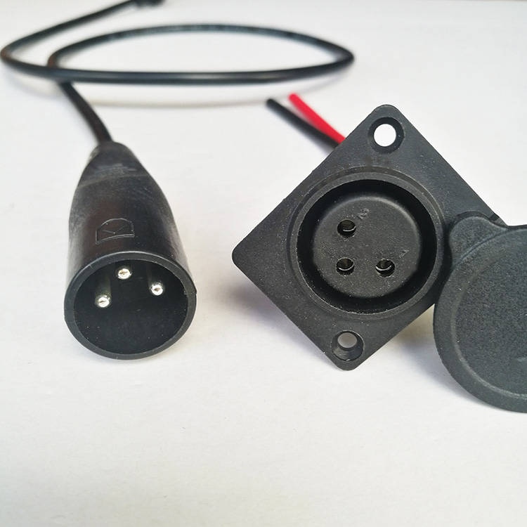 电动车圆孔三插芯锂电池充电大卡农头插口48V充电器输出线连接线
