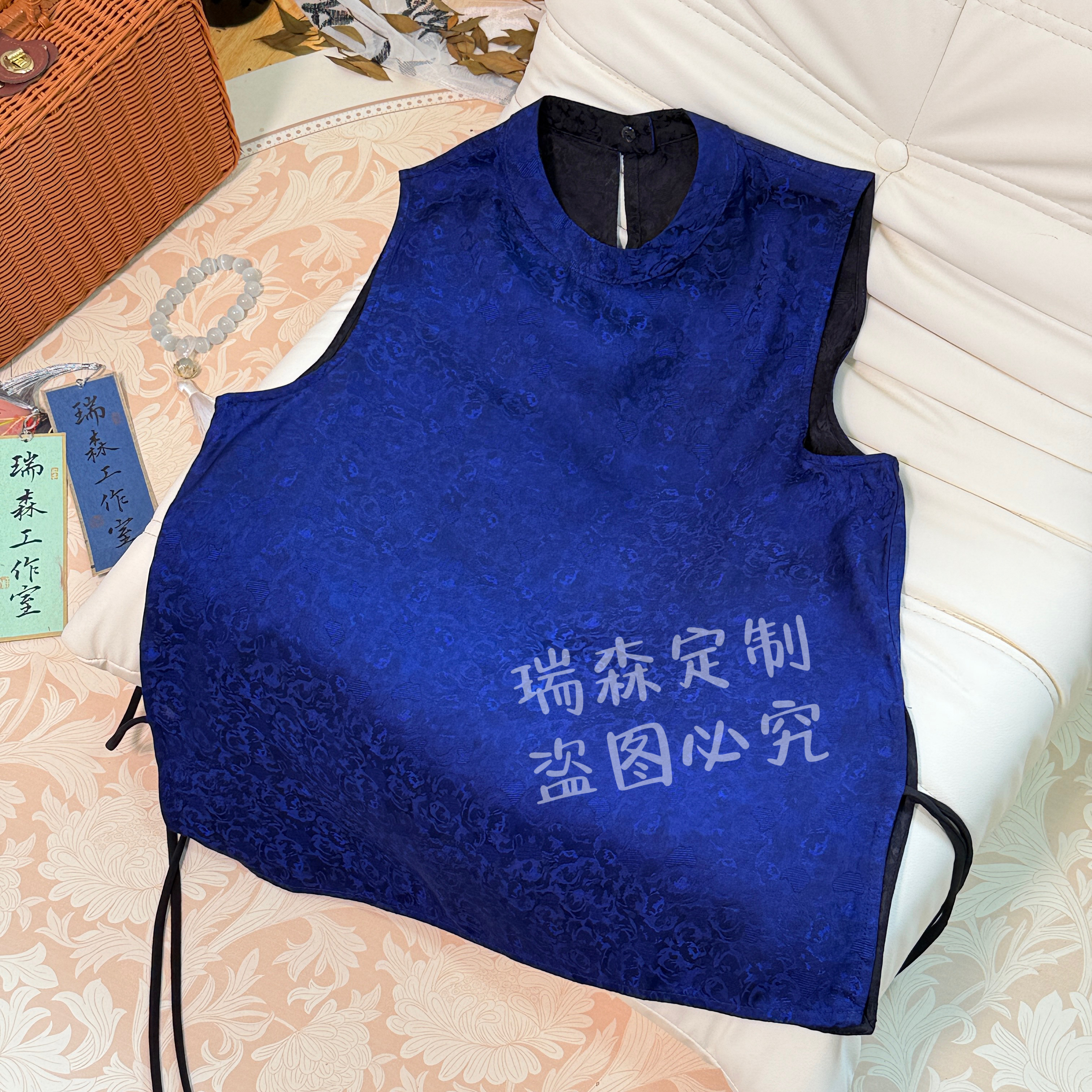 734 双面双穿纯色花萝奥黛上衣T恤-胸围98-衣长60