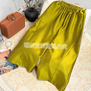 2602 百搭气质 国风复古纯色松紧腰花苞裤