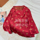 衣长57 胸围100 984 红色宝相花圆领国风T恤上衣