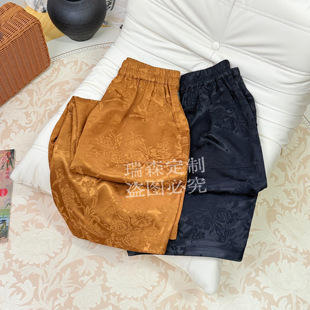 中式 裤 提花复古高腰休闲阔腿裤 腰围68 长95 宽松 351