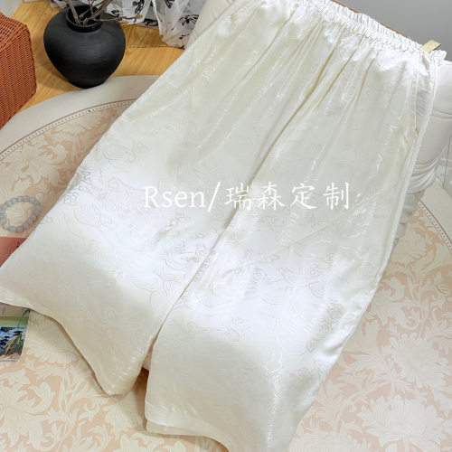 2688 纯色提花国风松紧腰花苞裤百搭遮肉显瘦