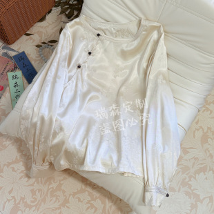 胸围104 997 T恤 国风提花衬衫 衣长59 重磅老料桑蚕丝提花新中式