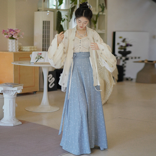 云水谣 仿牛仔破裙褶衣外衫 原创汉服套装 新中式 女2025新款 芷蘅间