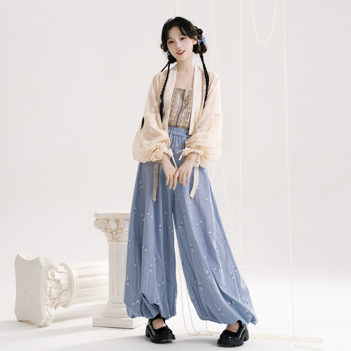 芷蘅间 雾霭藏青 唐风新中式女夏季防晒外搭汉元素日常通勤轻汉服