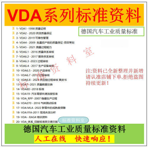 VDA1/2/3/4/VDA5/VDA6.1/2/3/4/5/6/7/VDA8D/VDA19全套标准资料