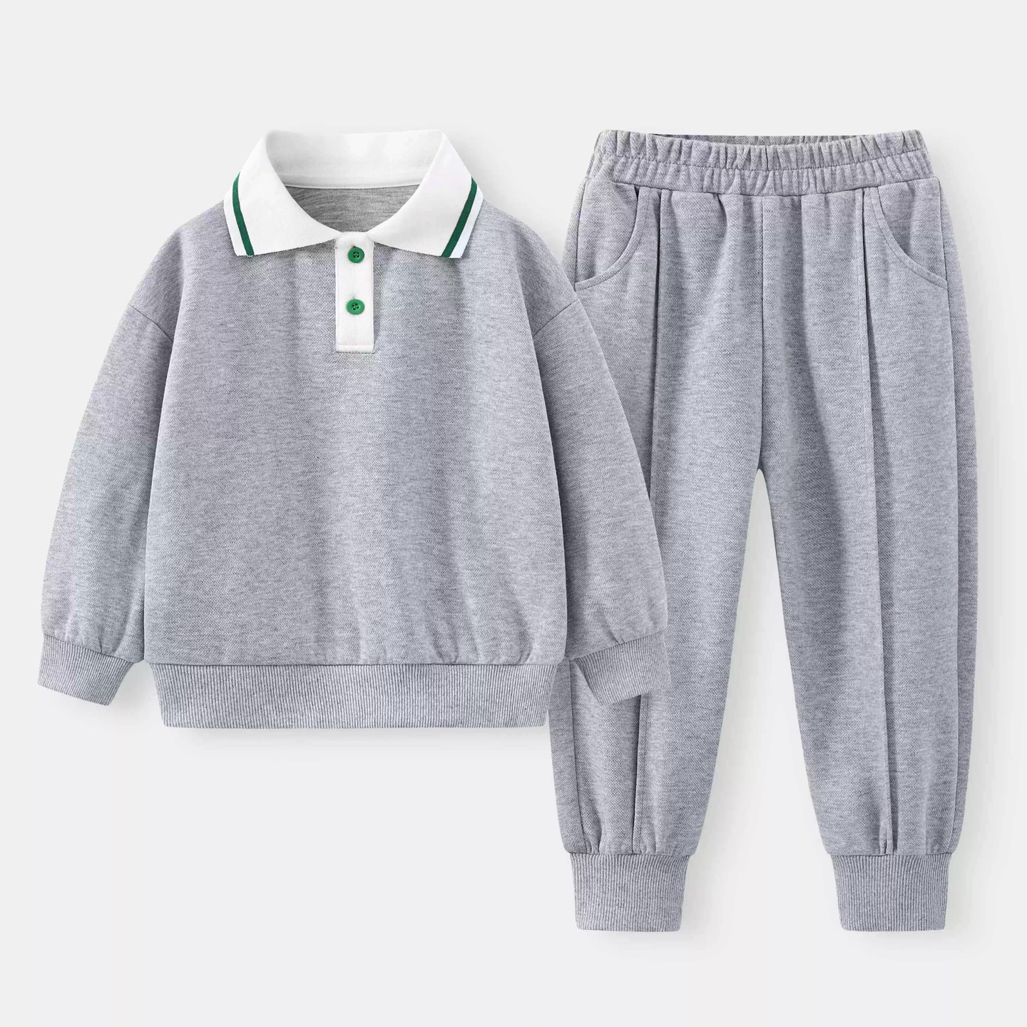 儿童POLO领运动套装春秋新款男女童休闲学院风卫裤两件套，童装裤子，千衣名品童装供应链