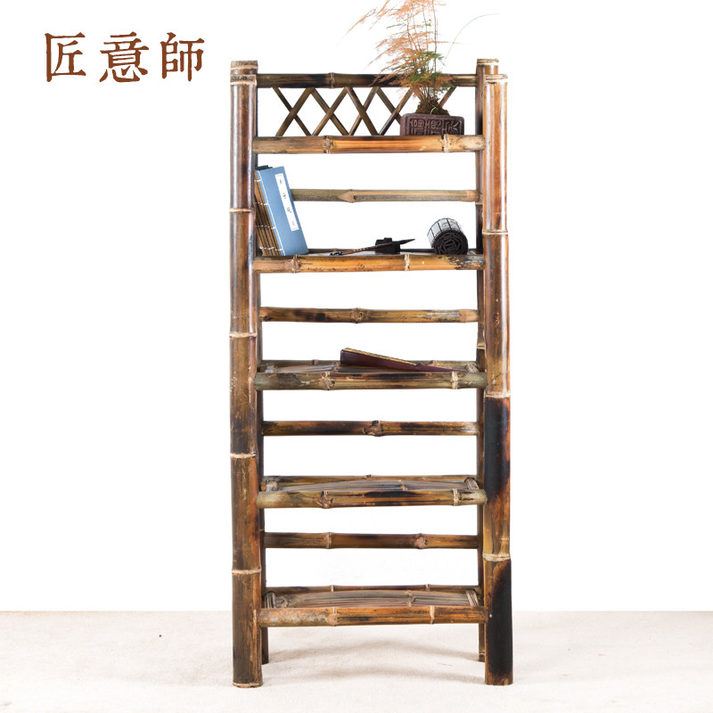 匠意师手工竹书架无漆家用小置物架学生多层简易书柜竹子制品家具