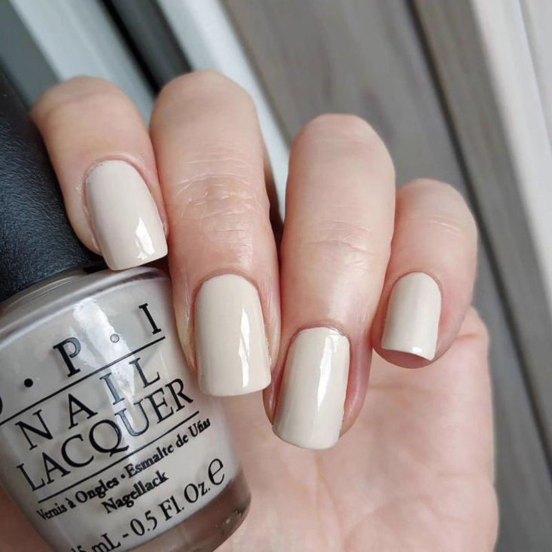 傲碧爱美国指甲油opi E82冰奶茶裸色杏仁白米白色奶咖色免烤快干