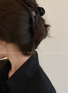 亮黑色minmin抓夹女后脑勺盘发方形发夹发抓高级感气质头饰发饰新