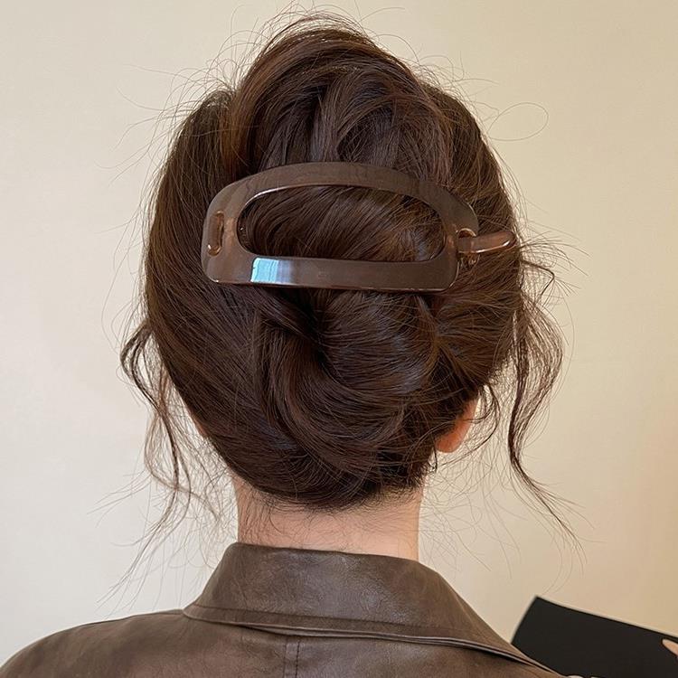 发量多多~简约卡扣式椭圆发夹女后脑勺2025新款一字扭扭夹大号