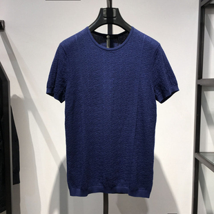 夏季 男士 薄款 短袖 圆领蓝色含棉针织T恤 热卖 商务休闲时尚 精品