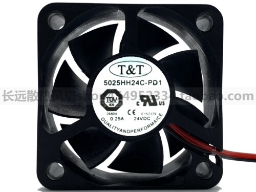 原装T＆T 5025HH24C-PD1 5020 5厘米 24V 0.25A 5cm 两线散热风扇