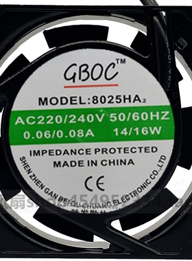 全新原装GBOC 8025HBL/HSL 220V 110V 380V 8cm 轴流风机散热风扇
