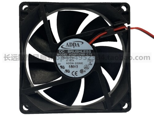 正品 ADDA AD0812MB-C70 8020 8CM 12V 0.16A 2线 机箱 散热 风扇