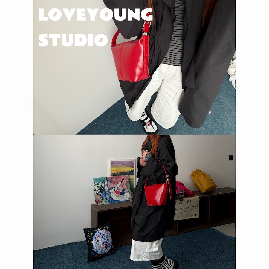 loveyoung 红红火火两用包 腋下/斜挎 2025春新款红色元宝手提包