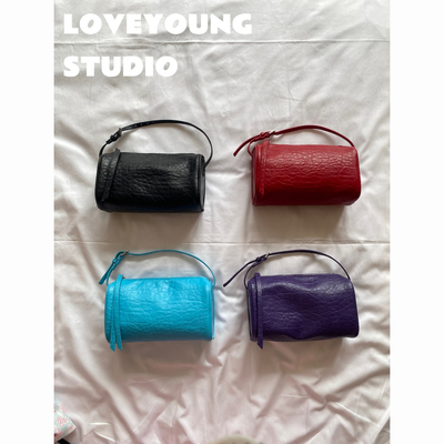loveyoung“泡泡笔筒”荔枝纹彩色90s复古简约笔筒包 单肩斜挎包