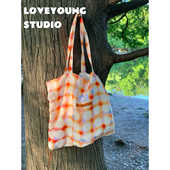 原创 孩子气 橘色托特包 loveyoung 薄款 雅痞慵懒风布袋