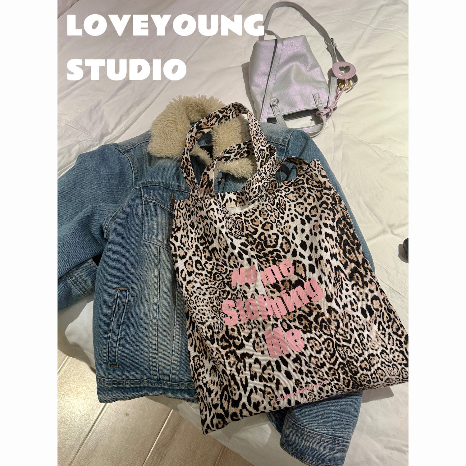 loveyoung原创“别被拦下” 豹纹印花单肩慵懒风百搭帆布袋,箱包皮具/热销女包/男包,时尚帆布包,淘宝优惠券,粉丝福利购,淘宝优惠卷