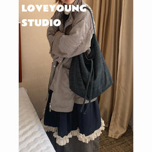 loveyoung“懒懒牛” 慵懒随性感 简约百搭牛仔水桶包2026春新款