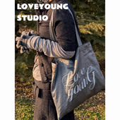 金属银色刺绣简约 loveyoung原创 浮光银织 单肩包布袋