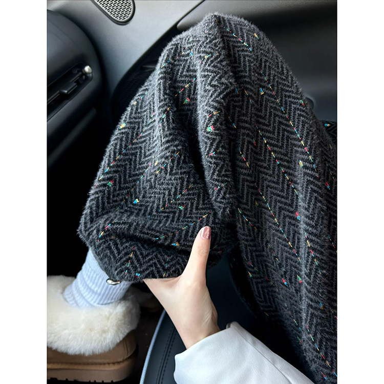 韩系复古人字纹编织阔腿裤女秋冬2026新款慵懒感宽松爱心刺绣卫裤,女装/女士精品,休闲裤,淘宝优惠券,粉丝福利购,淘宝优惠卷