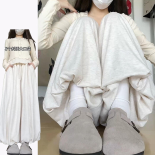 米白色韩系奶芙灯笼裤裤女秋冬季2025新款温柔风针织糯米花苞裙裤