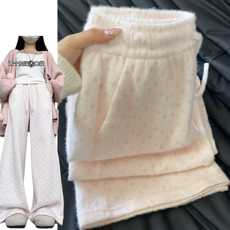 韩系松弛感温柔波点裤女秋冬2025新款显瘦宽松加绒加厚高腰阔腿裤,女装/女士精品,休闲裤,淘宝优惠券,粉丝福利购,淘宝优惠卷