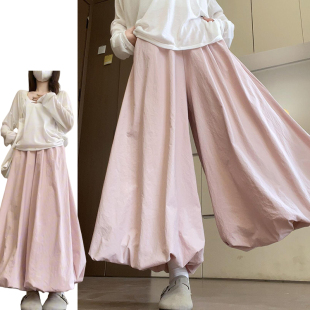 松弛感九分花苞裙裤 韩系甜美风减龄休闲阔腿裤 2025新款 薄款 女夏季