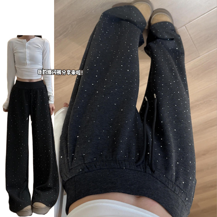 韩系设计感烫钻爆闪星空裤女秋冬2025新款慵懒显瘦加绒加厚闪闪裤,女装/女士精品,休闲裤,淘宝优惠券,粉丝福利购,淘宝优惠卷