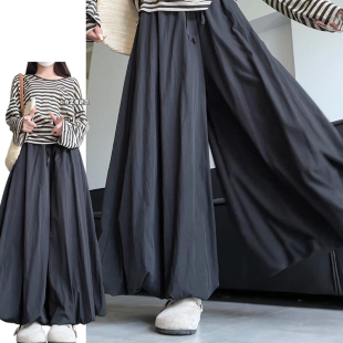 高腰宽松垂感蓬蓬裙裤 韩系氛围感时尚 2025新款 女夏季 休闲花苞裙裤