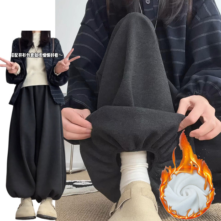 韩系舒适软糯休闲灯笼裤女秋冬季2026新款显瘦宽松垂感百搭糯米裤