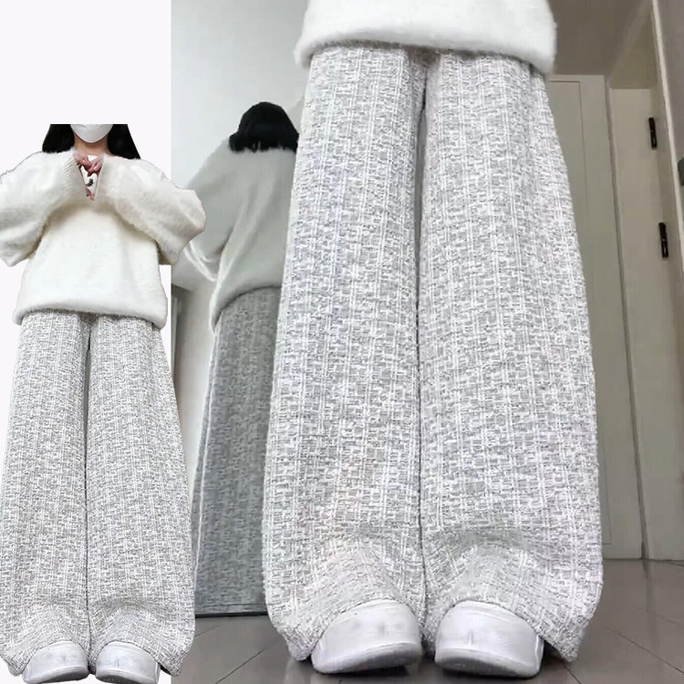 韩系松弛感慵懒休闲裤女秋冬季2025新款小香风减龄时尚垂感阔腿裤,女装/女士精品,休闲裤,淘宝优惠券,粉丝福利购,淘宝优惠卷