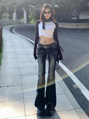 弄格低腰微喇叭牛仔裤女春夏2025新款覆古辣妹百搭修身显瘦马蹄裤
