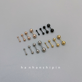 隐形钛钢双头豆豆螺丝扣小耳骨钉细针免摘软骨耳蜗钉简约百搭耳环