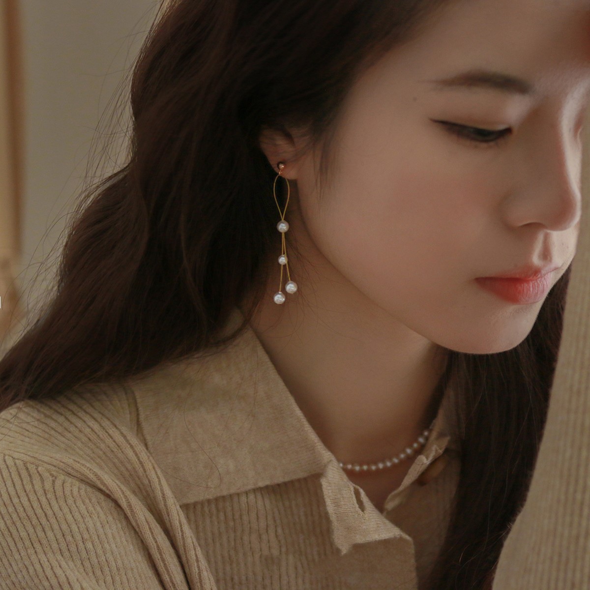 Ordi25新款夏日序曲珍珠耳钉14k包金轻奢高级感简约耳饰