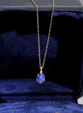 Ordi水中细语神秘湖泊蓝宝石项链月光石注9K黄金项链