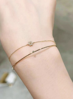 Ordi 新款简约气质极细手链手镯女925银镀金锆石首饰送闺蜜