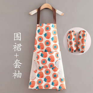 可擦手带袖 防水防油洋气做饭家用工作服2021新款 套 薄款 围裙女夏季
