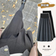 百褶毛呢托腹半身裙中长款 2025新款 孕妇半身裙秋冬季 托腹小个子