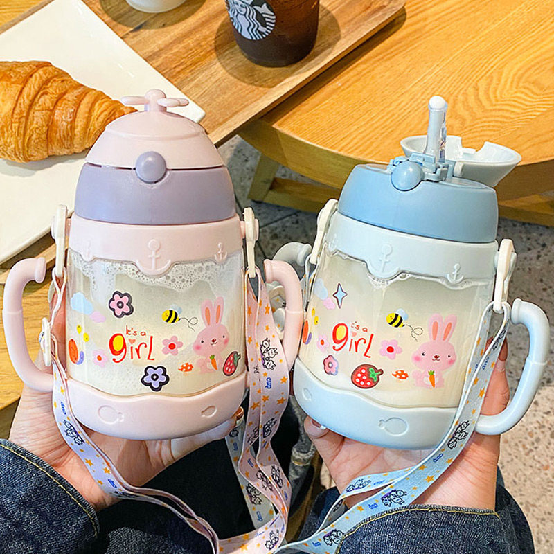 儿童吸管杯喝奶杯子宝宝水杯一岁以上外出携带婴儿水壶学饮杯女童
