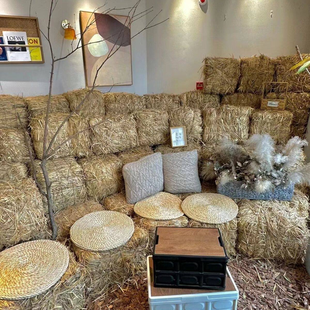 稻草垛子婚庆拍摄道具方形草垛中国风露营地垫节假日网红摆拍摄影