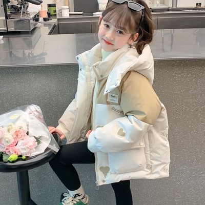 女童冬季加厚连帽羽绒棉服外套