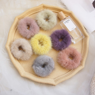 2020进口水貂毛发圈皮草发绳真毛毛头绳女貂毛发绳发饰皮筋手环