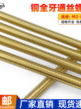 黄铜螺杆铜牙条铜全牙螺丝杆M4M5M6M8M10M12M14M16M18M20*1000mm