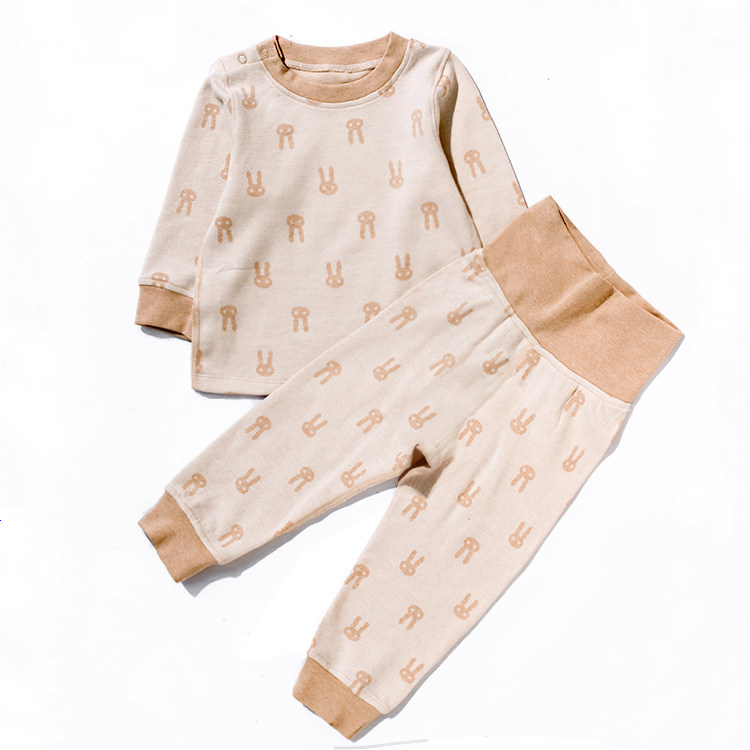 仪佳可可 天然彩棉婴儿内衣秋衣秋裤套装 宝宝纯棉无骨童装